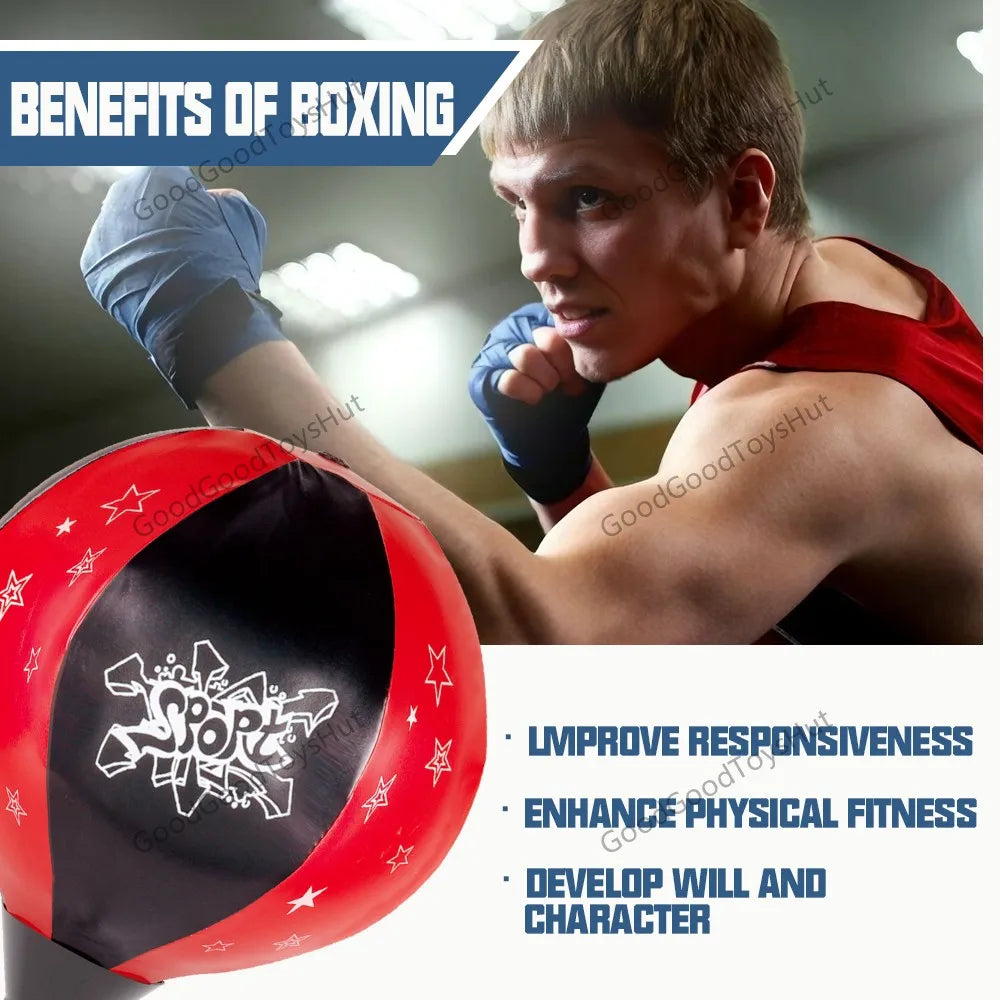 Boxing Punching Ball with Adjustable Stand, Freestanding Punch Trainer for Indoor Outdoor Fitness Play
