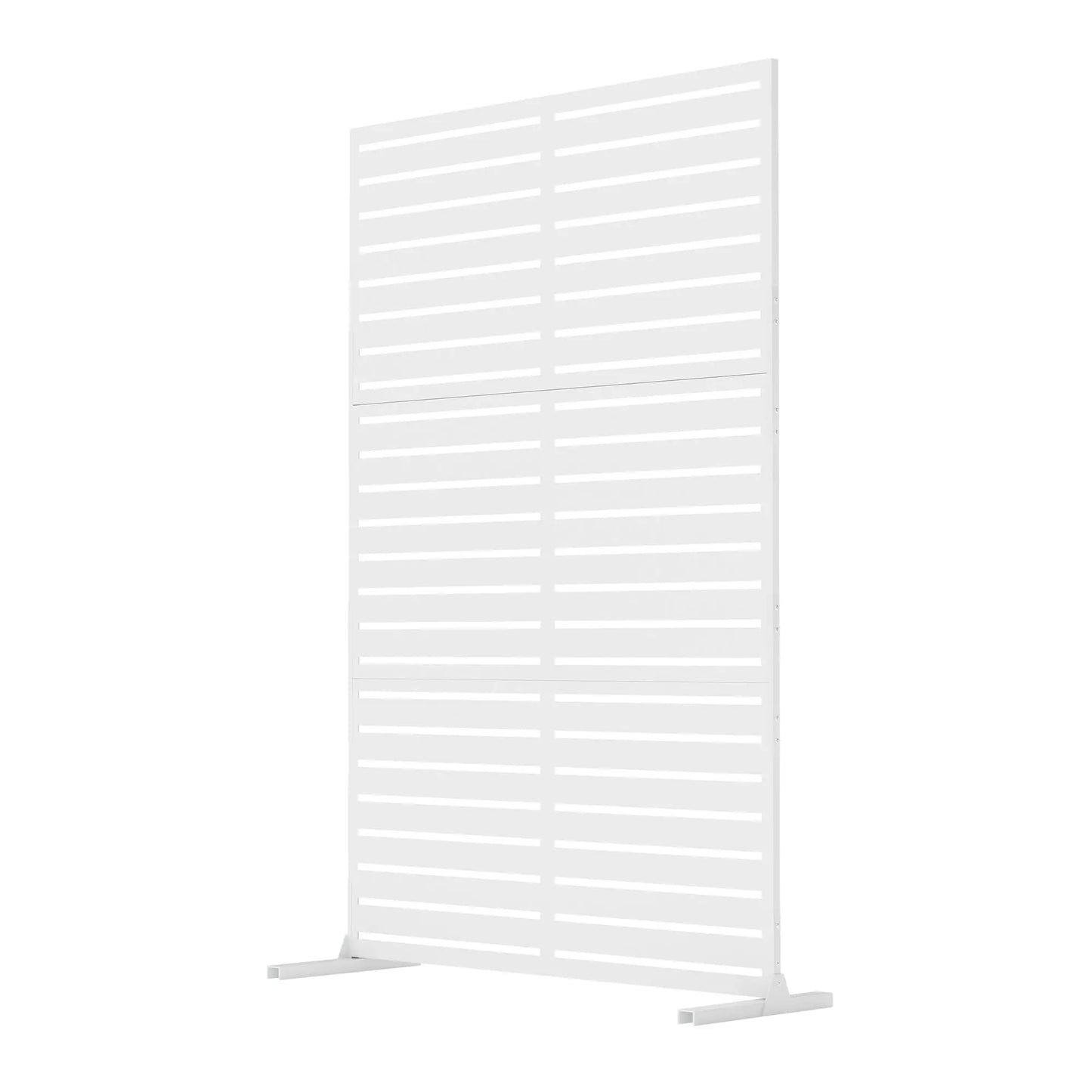 6FT Outdoor Metal Privacy Fence Freestanding Screen Panel With Stand, Decorative Room Divider For Patio Yard Balcony