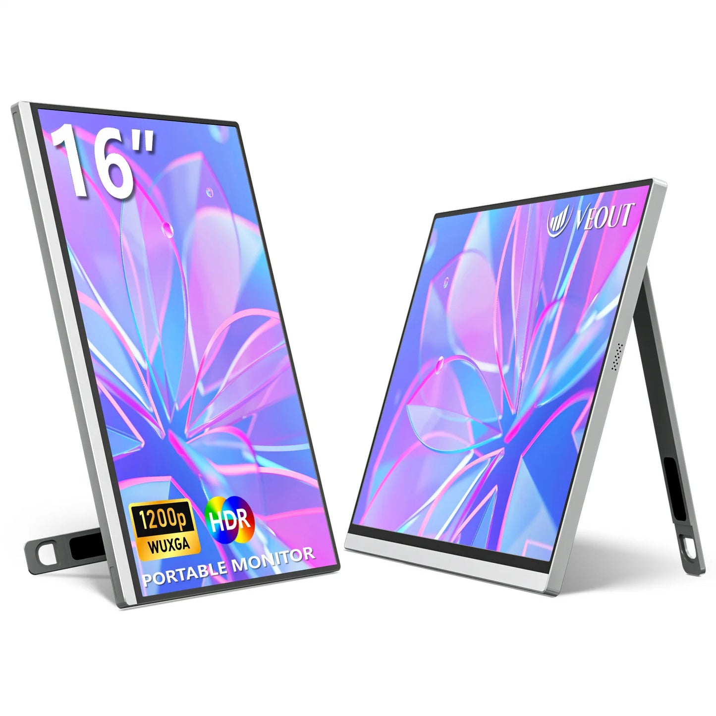 16“ VEOUT portable monitor 1920*1200P IPS,USB-C/HDMI,FreeSync 0.3" Ultra-Slim,Kickstand,4 Colors-Ideal for Gaming,Travel&Office