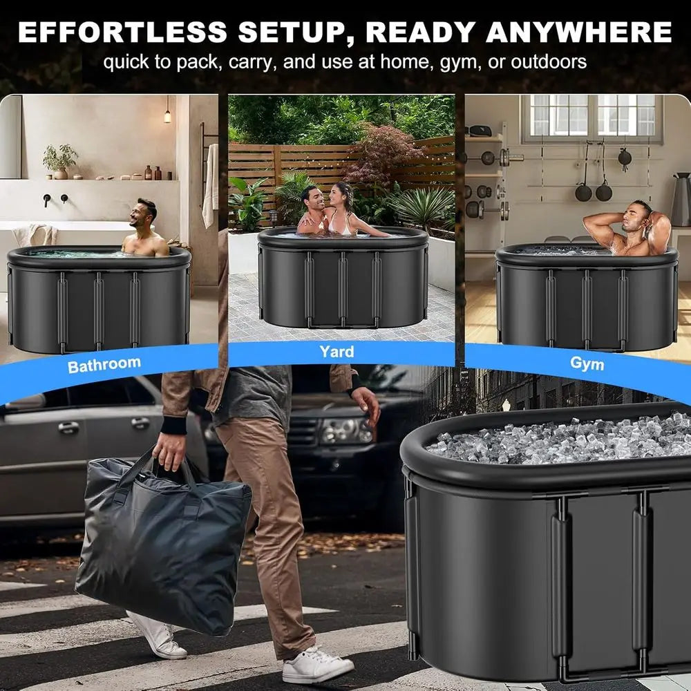Upgraded 148Gal XXL Oval Ice Bath Tub for Athletes, 7 Layered Portable Cold Plunge Tub with Insulated Lid and Travel Bag, Inflat