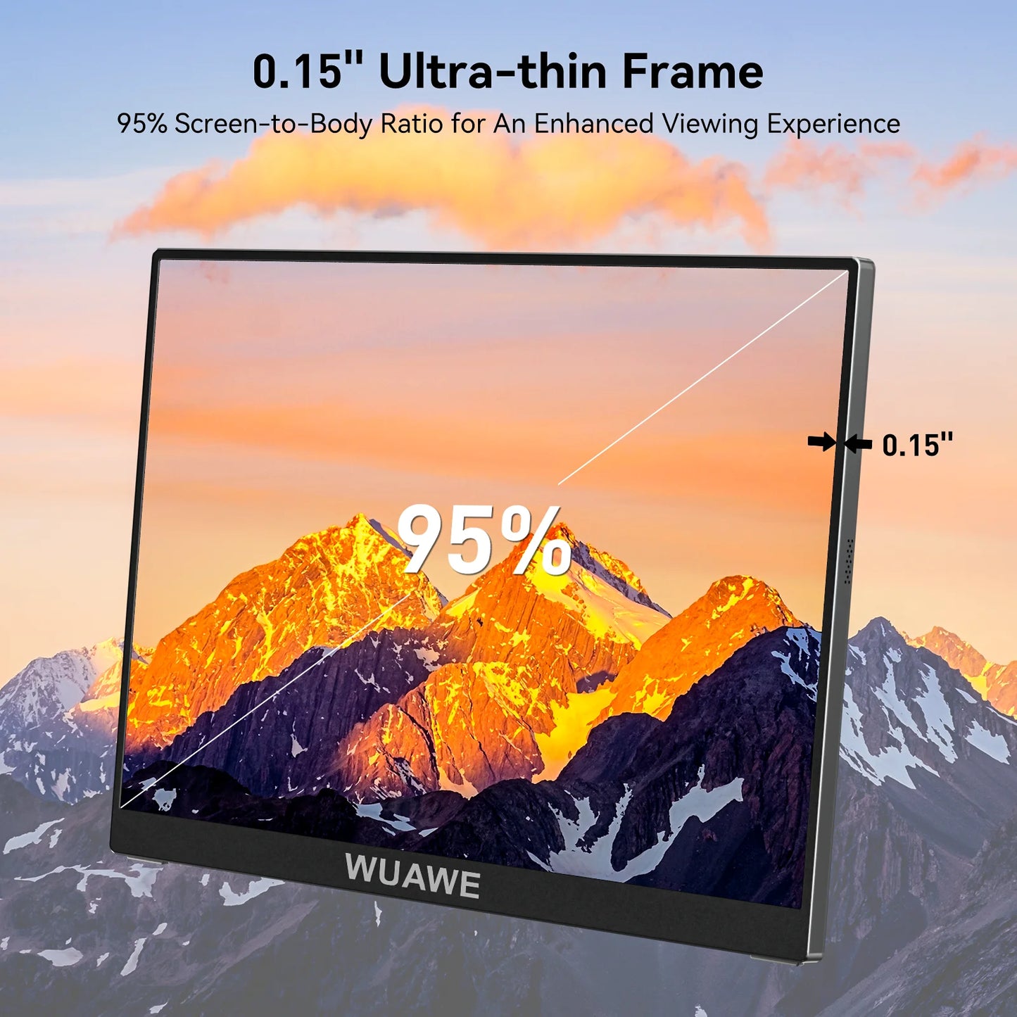Highly Popular 15.6inch Portable Monitor 1920*1080 16:9 USB-C HDMI External Auxiliary Computer Monitor with Built-in Metal Stand
