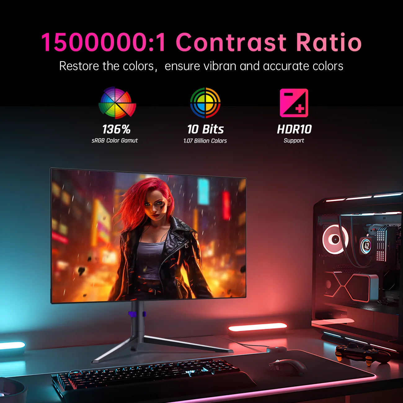 KTC 27 Inch OLED Gaming Monitor, QHD 2560 x 1440, 240Hz, 0.03ms, Type-C 65W, Built-in Speakers, G-SYNC & FreeSync G27P6