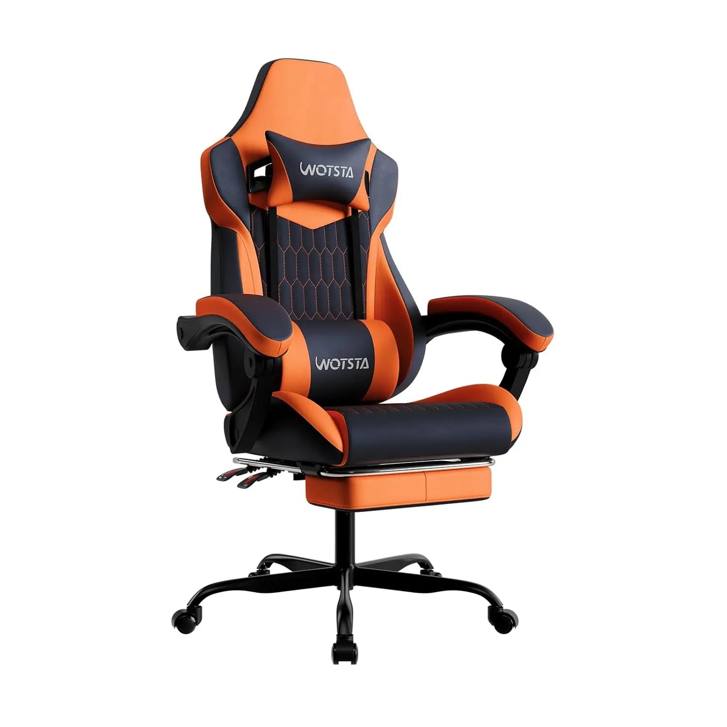 Gaming Chair with Footrest, High Back Gaming Chairs PVC Leather Ergonomic Gamer Chair with Adjustable Headrest, Customized