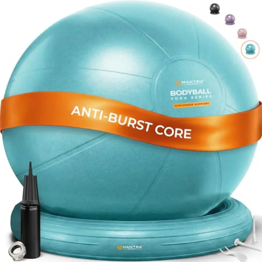 Yoga Exercise Ball Chair for Office Desk with Base, Ideal for Pregnancy, Birthing, Stability Exercises and Fitness. Swiss Stabi