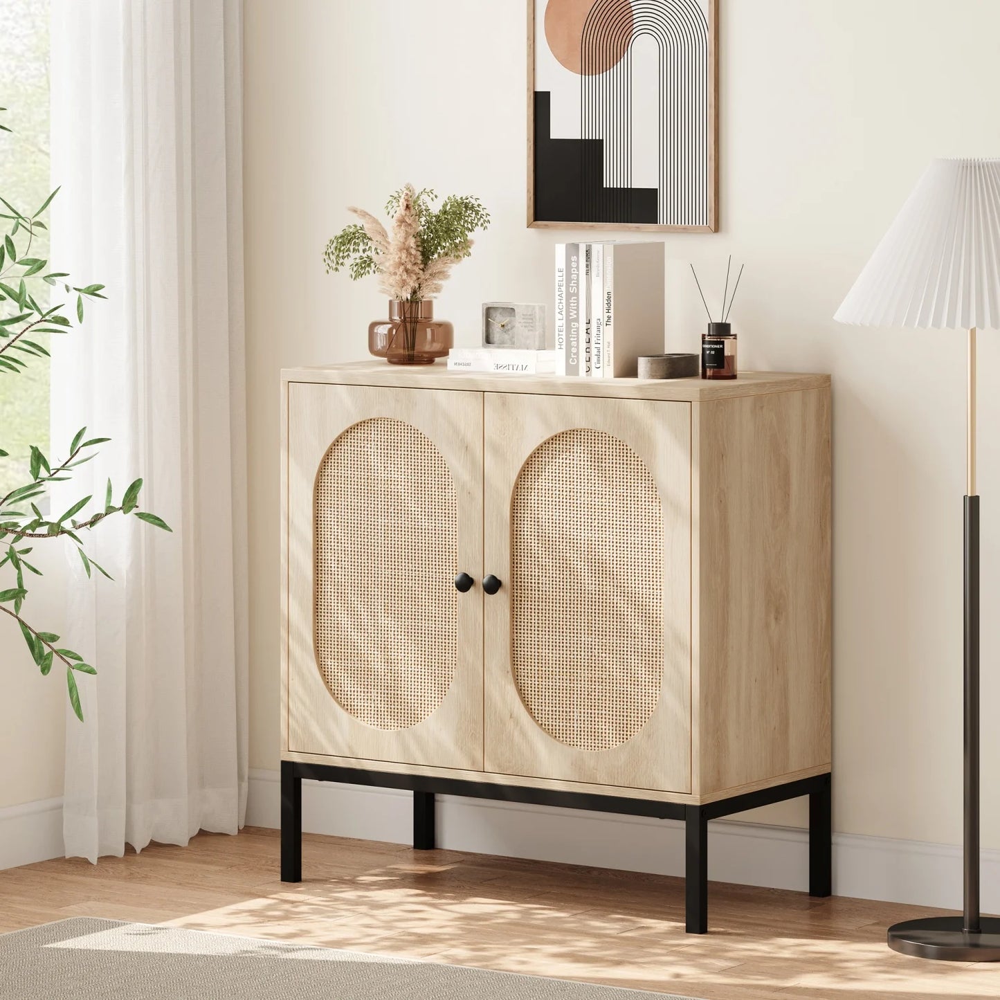 Sideboard Buffet Cabinet, Wooden Storage Cabinet with Adjustable Shelves Wood Console Cabinet with Storage for Dining Room