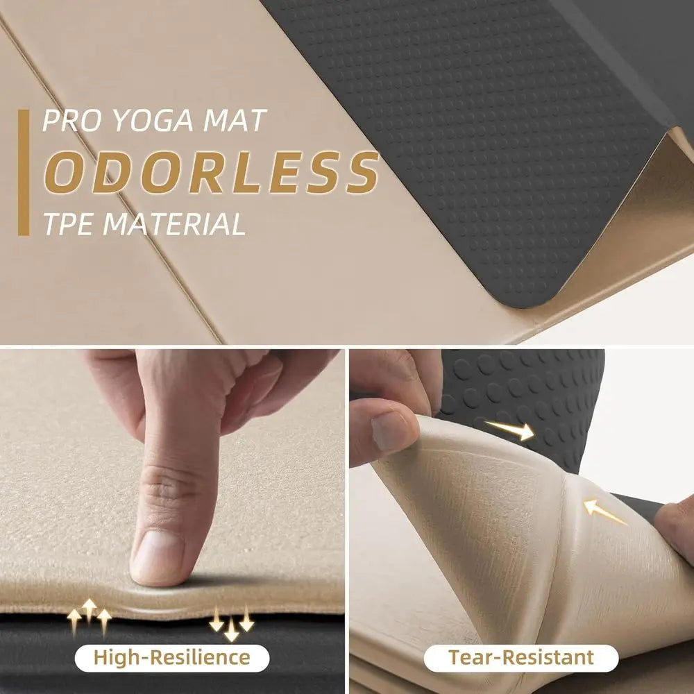 Thick 10mm TPE Yoga Mat, 75 Long x 26 Wide, Soft & Comfortable, 0.4 Folding, Portable for Fitness & Outdoor Use