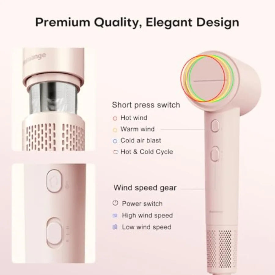 High Speed Hair Dryer 110000 RPM with 1 Billion Plasma Ions, Ionic Blow Dryer Frizz Free Fast Drying with Magnetic Diffuser for