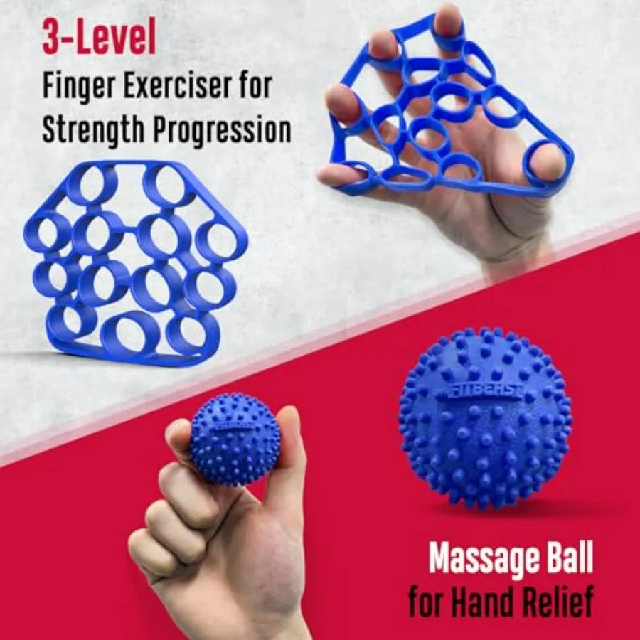 6-Pack Adjustable Resistance Hand Gripper Strengthener Kit with Forearm Exerciser and Massage Balls for Hand Therapy and Grip T