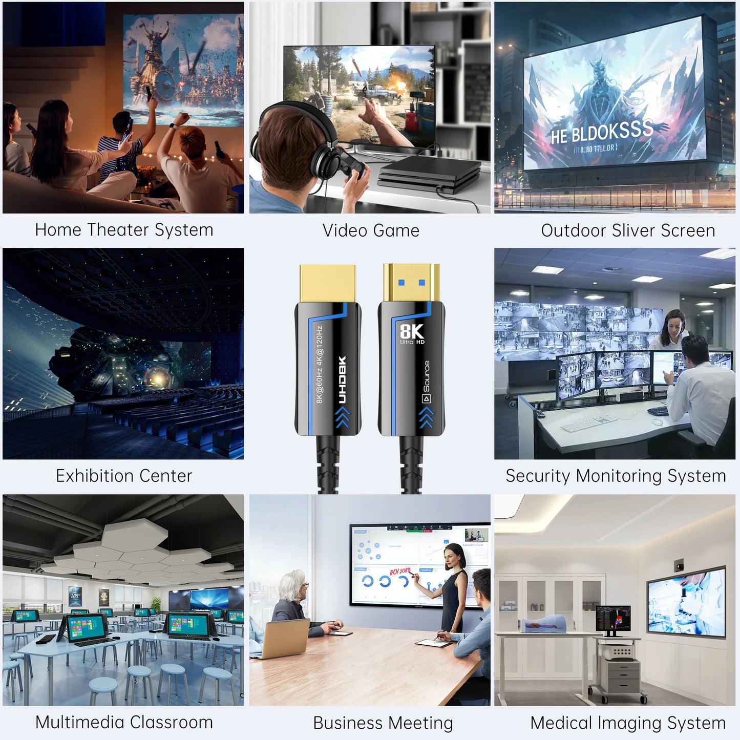 8K HDMI Optical Fiber 2.1 Cable 8K@60Hz 4K@120Hz 48Gbps Hight Speed optical fiber for TV Box Projector Ps3/4 Computer