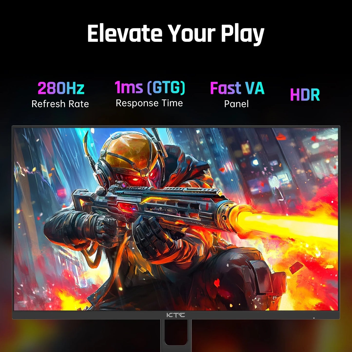 KTC 27-inch Gaming Monitor VA 280Hz, 1ms Response, 350 nits, 126% sRGB, Adaptive Sync