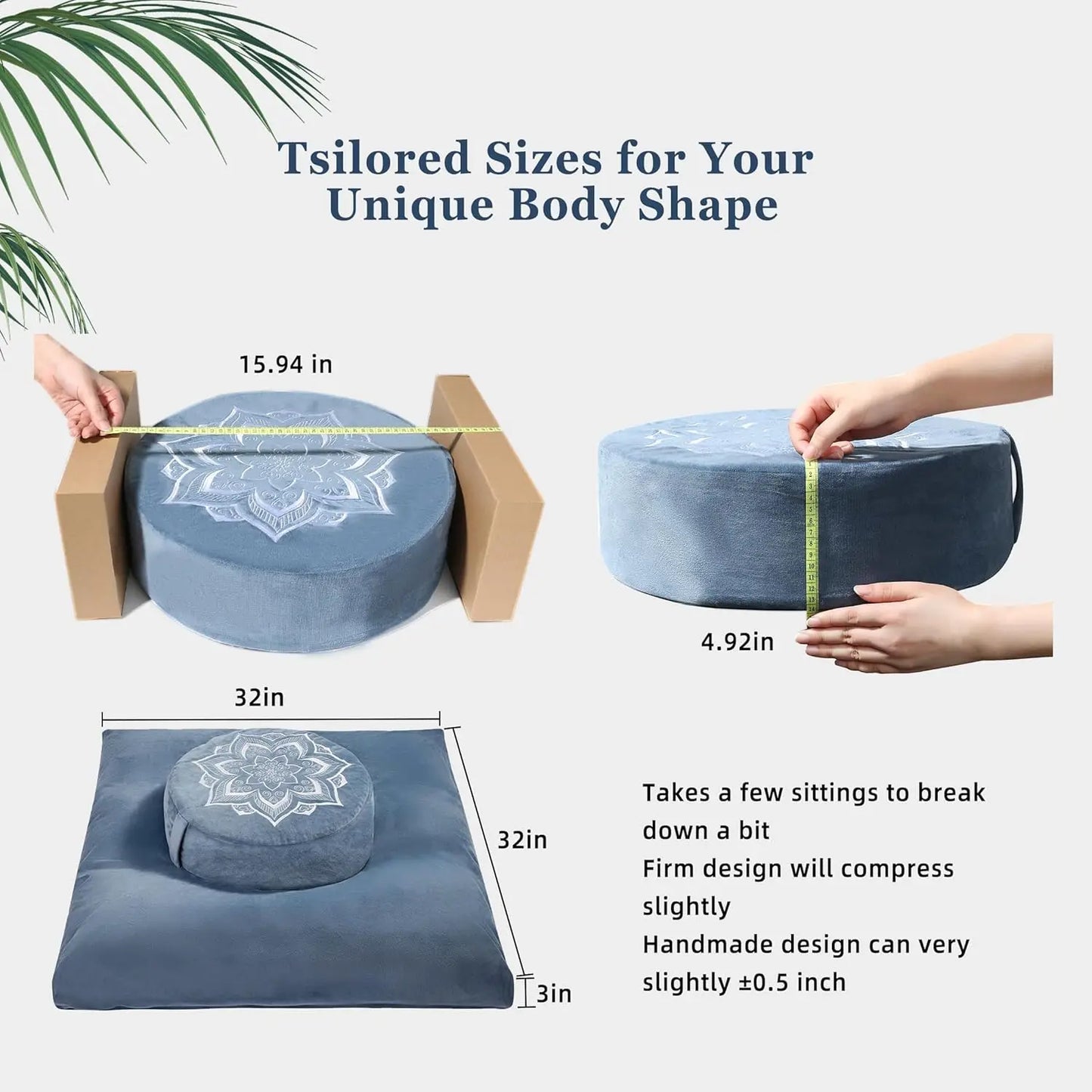 Meditation Zafu Cushion Set with Buckwheat Hulls & Memory Foam - Ergonomic Support for Yoga & Sitting