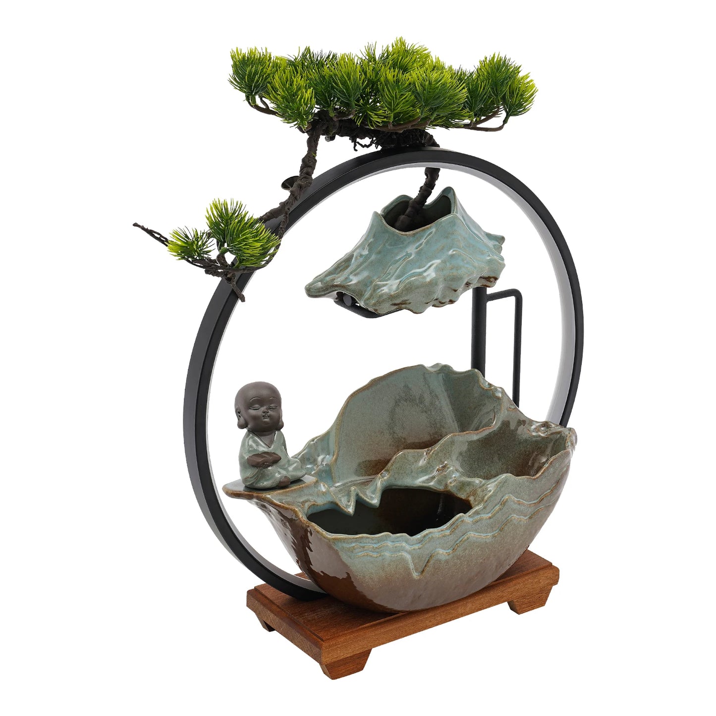 Desktop Water Fountain Decoration Chinese ancient style small flowing ornaments Poetry and Book Monk Ceramic decoration Indoor