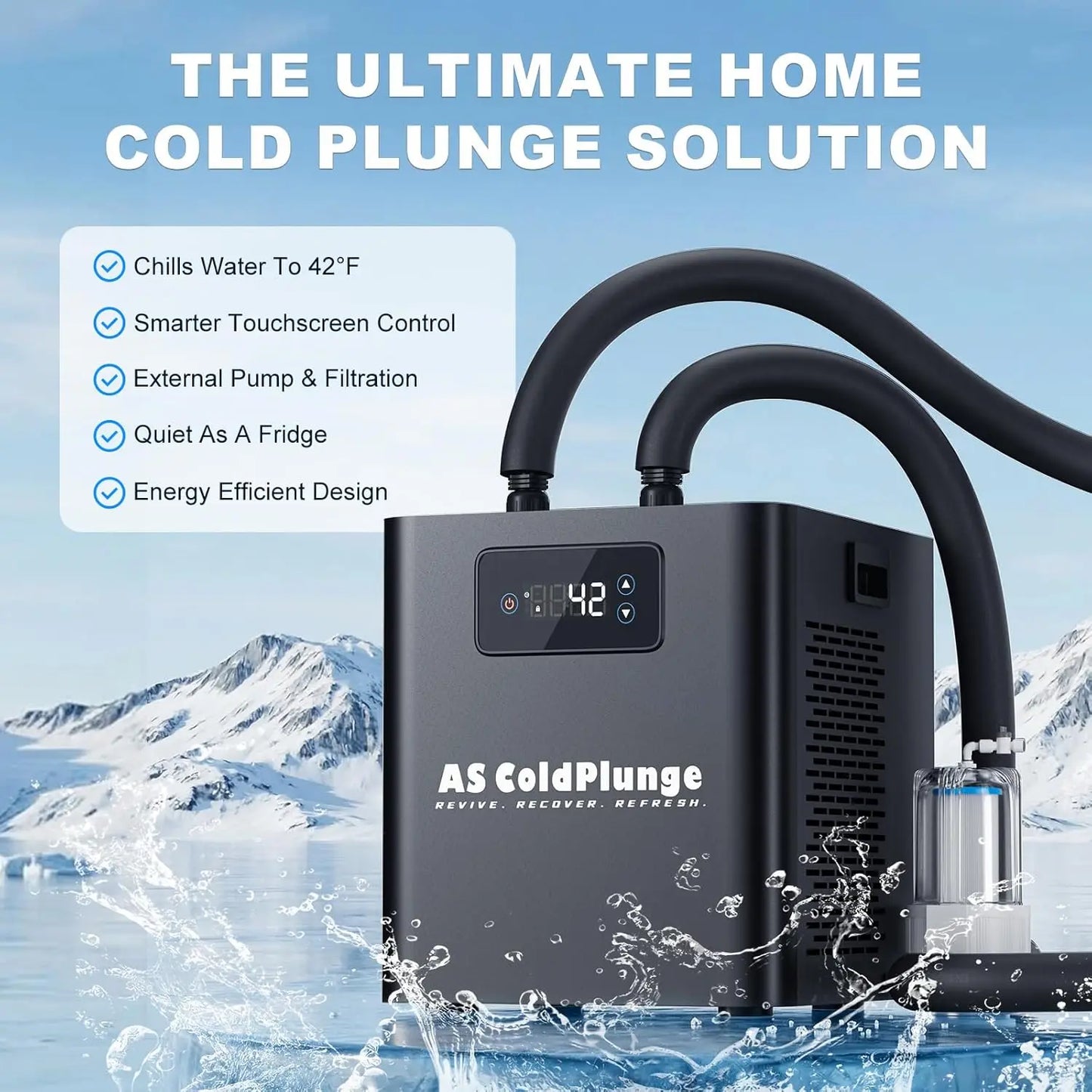 Ice Bath Water Chiller for Cold Plunge Tubs 1 3 HP Upgraded Cold Plunge Chiller with External Filter Water Pump Ideal for Cold