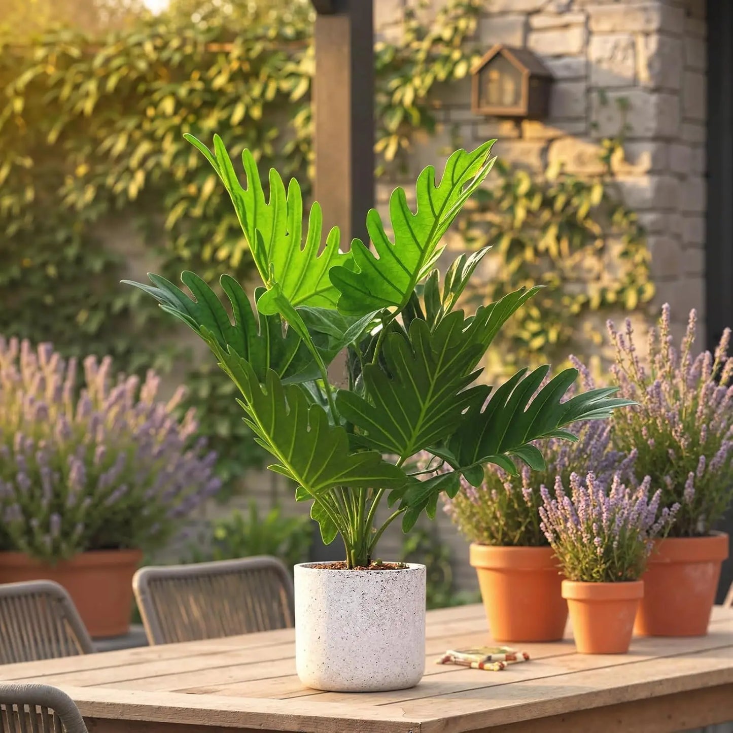 2Pcs Fake Plants in Pot, 17.7" Faux Green Bonsai Tree with Realistic Leaves, Decorative Artificial Plant Indoor for Home Office