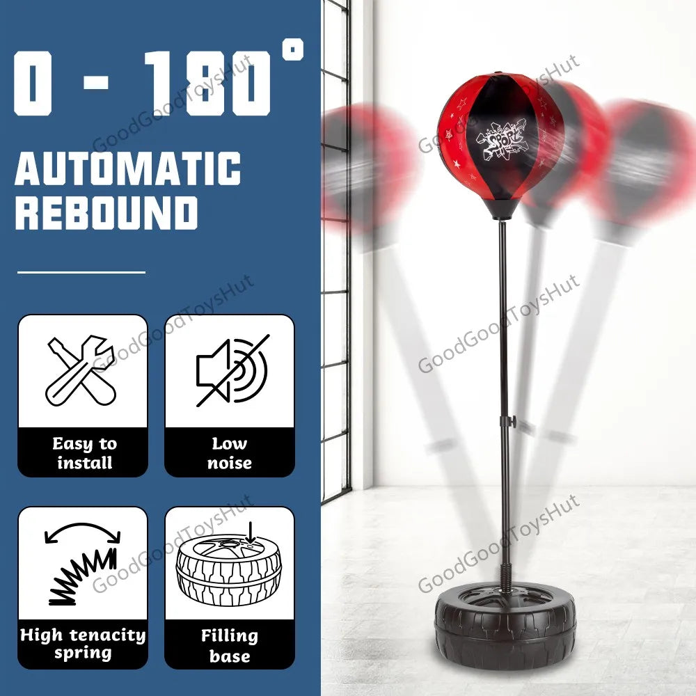 Boxing Punching Ball with Adjustable Stand, Freestanding Punch Trainer for Indoor Outdoor Fitness Play