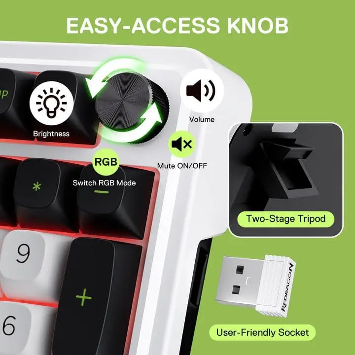 Redragon K686 PRO 98 Keys Wireless Gasket RGB 3-Mode PBT 5-Layer Noise Dampening Hot-Swap Gaming Mechanical Keyboard