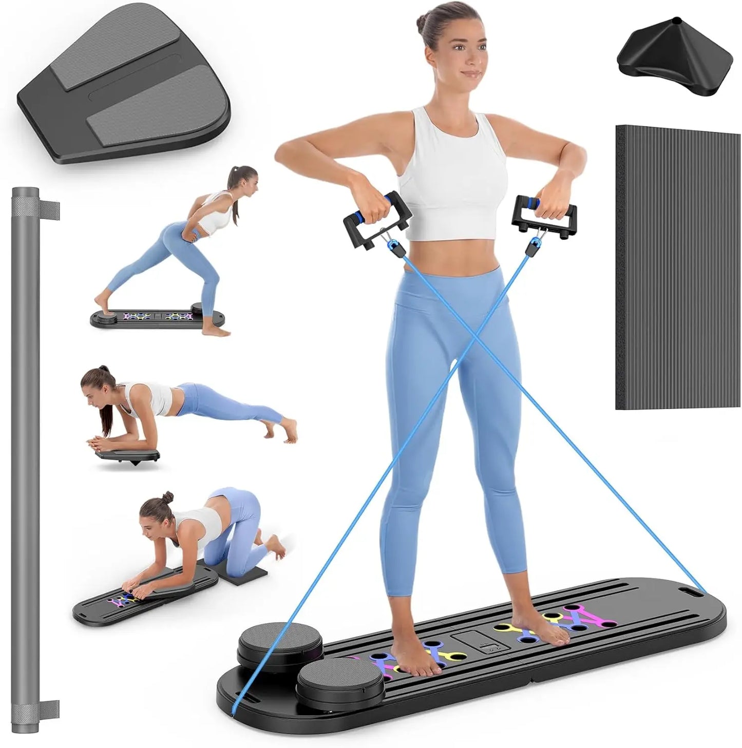 Pilates Board,Foldable Pilates Reformer Set 7 in 1 Multi-Purpose pilates equipment  Rayspace Portable Ab Core Trainer