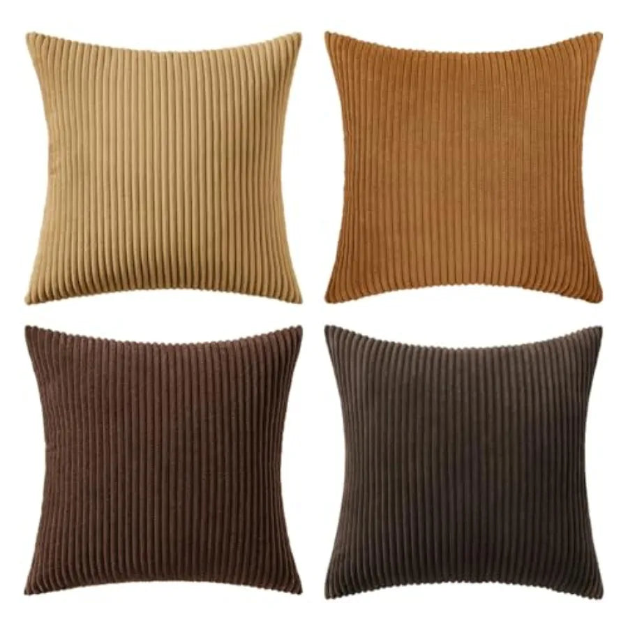 Boho Farmhouse Throw Pillow Covers 18x18 Inch Set of 4 Mordern Nordic Cushion Covers Soft Corduroy Spring Home Decor for Couch
