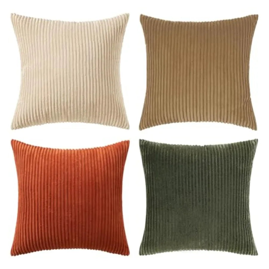 Boho Farmhouse Throw Pillow Covers 18x18 Inch Set of 4 Mordern Nordic Cushion Covers Soft Corduroy Spring Home Decor for Couch