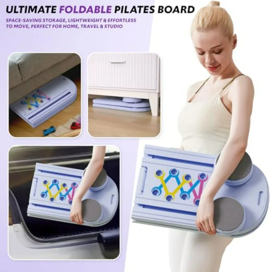 Foldable 6-in-1 Multifunctional Pilates Board Reformer Machine Set for Home Use Portable Sliding Board Workout Equipment in Bla