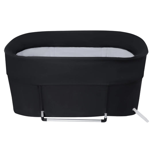 Ice Bath Tub for Athletes, Portable Cold Plunge Tub, Foldable Recovery Bath with PVC & Aluminum Frame, Floor-Mounted, 150kg Load, 100-150L Water, for Home Gym, Sports Training, Camping, RV