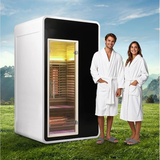 Full Spectrum Infrared Sauna for 2 Person WiFi Control Outdoor Canadian Hemlock Wood Home Spa Saunas with 6 Heating Elements