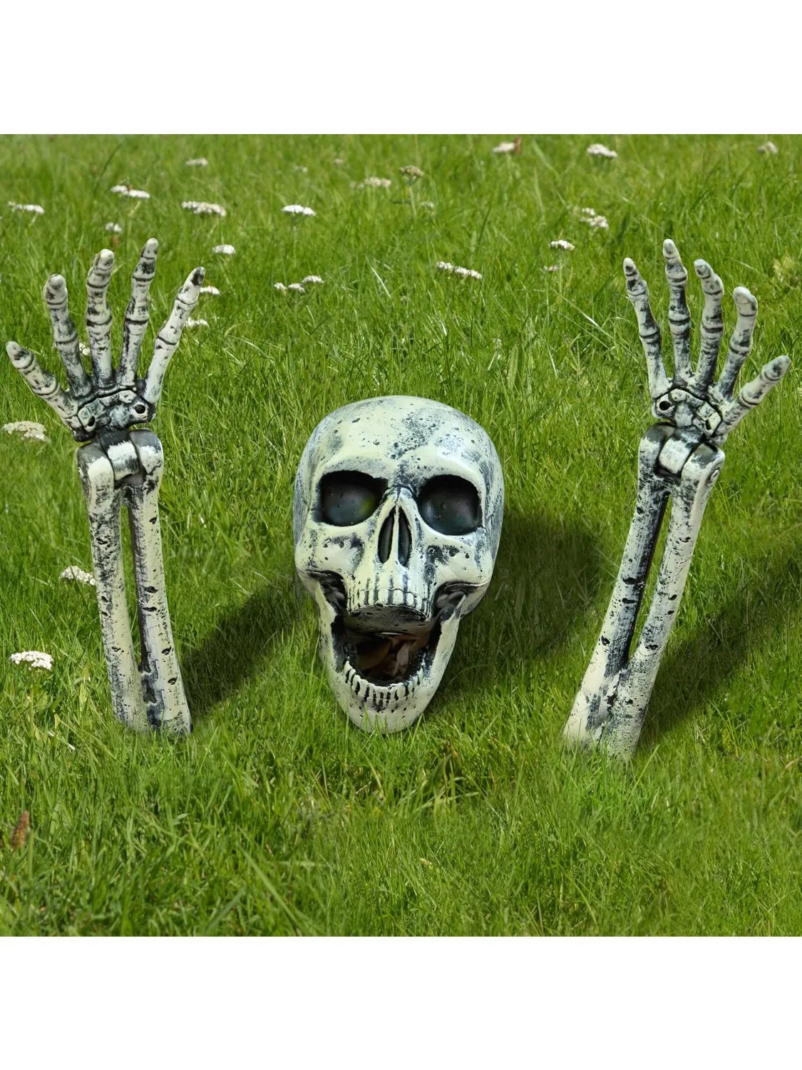 3 Pcs Skeleton Halloween Decorations Outdoor Realistic Looking Skeleton Yard Stakes, Groundbreaker Skull Decor for Graveyard Yard Lawn Garden Party Supplies