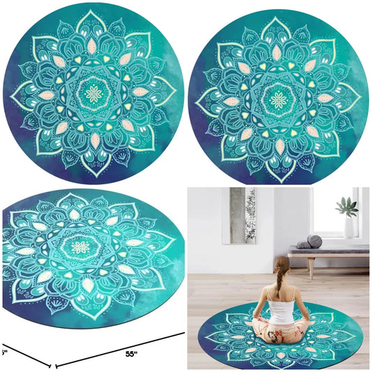 Pilates Mat Round Oversize Yoga Mat Suede Rubber Non-Slip Dia 140cm