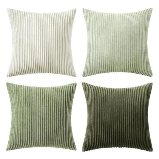 Boho Farmhouse Throw Pillow Covers 18x18 Inch Set of 4 Mordern Nordic Cushion Covers Soft Corduroy Spring Home Decor for Couch