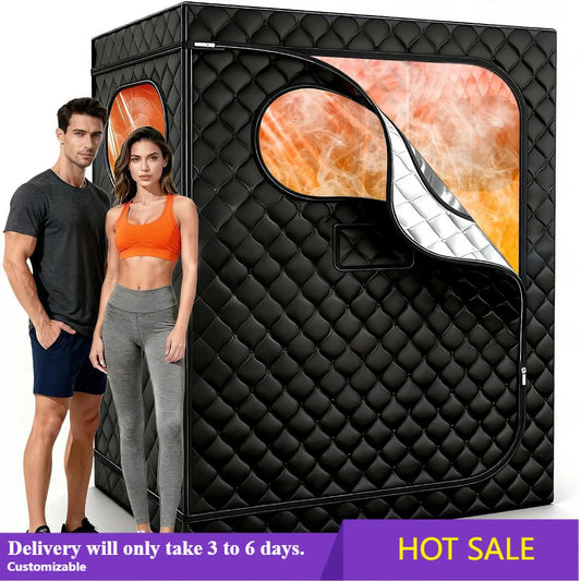 2 Person Sauna, Upgraded Portable Sauna for Home, Extra Large Personal Steam Sauna Box with 2 Steamer,