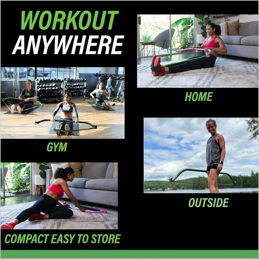 Lite Portable Home Gym Resistance Bands and Bar System for Travel, Fitness, Weightlifting and Exercise Kit, Full Body Workout Eq