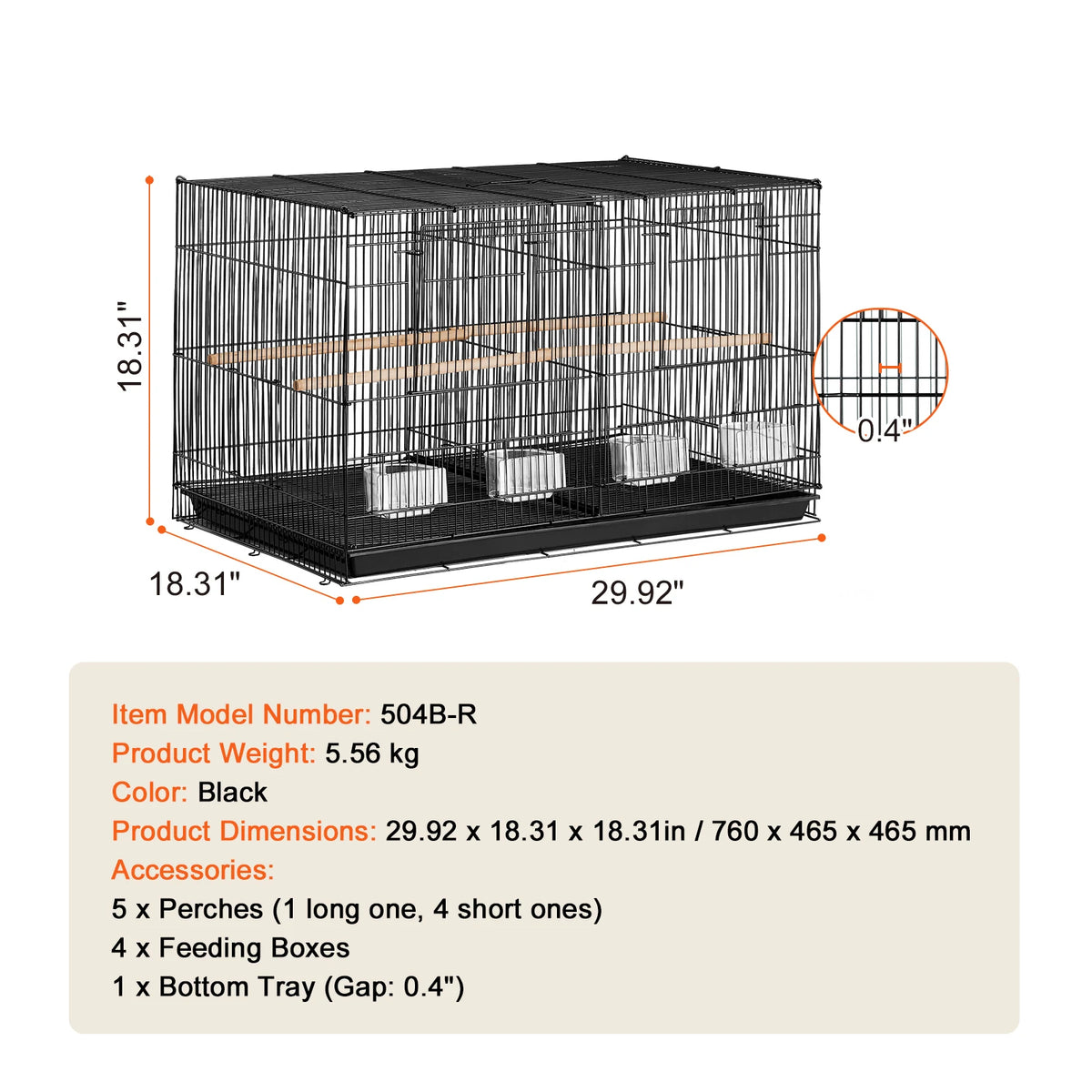 SucceBuy 30Inch Flight Bird Cage Stackable Divided Small Animal Cage for Kinds of Birds Pet Travel Birdcage with Handle Perches