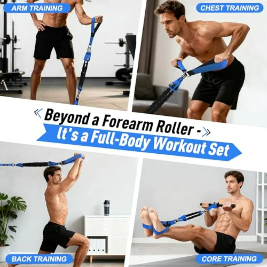 2-in-1 Forearm Strengthener with Adjustable Resistance Bands and Door Anchor for Wrist Roller Ideal for Grip Chest and Core Wor