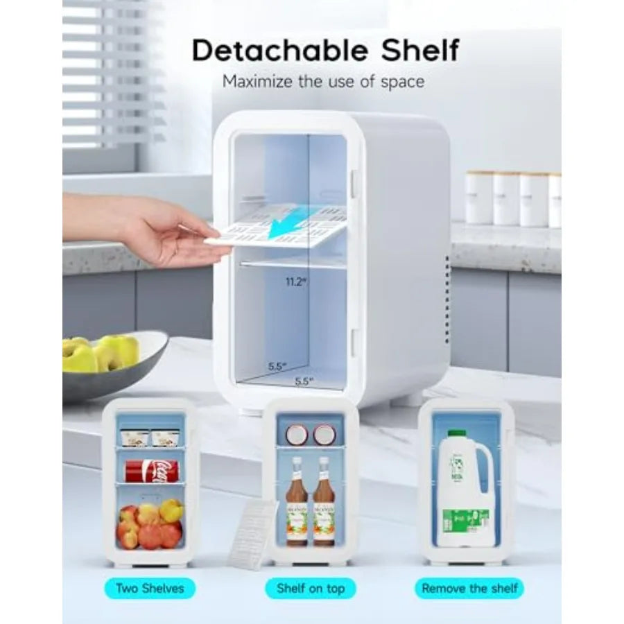 Mini Fridge 6 Liter 8 Can Portable Thermoelectric Cooler Warmer for Bedroom Car Office Dorm White 110V AC DC