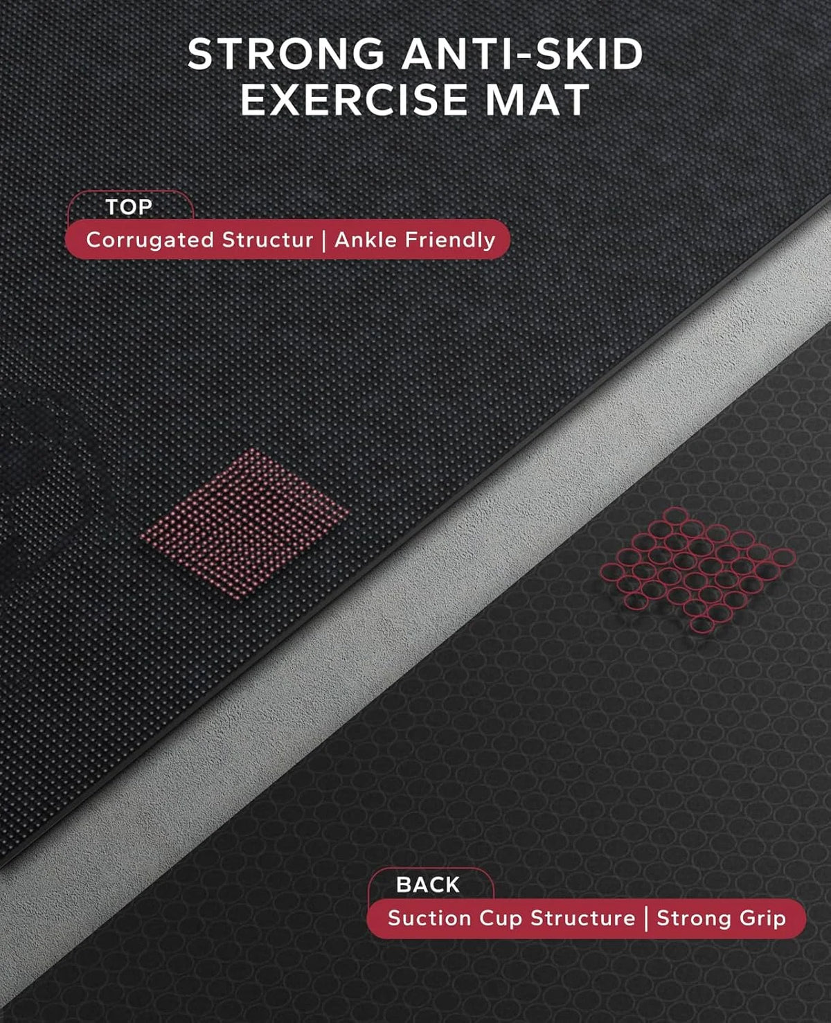 HAPBEAR 7'x5' Large Home Gym Mat 8mm Thick, High Density PVC Commercial Grade Fitness Flooring, Non Slip Shock Absorbing Durable Exercise Mat for CrossFit HIIT Cardio Strength Training, with Bands & Bag