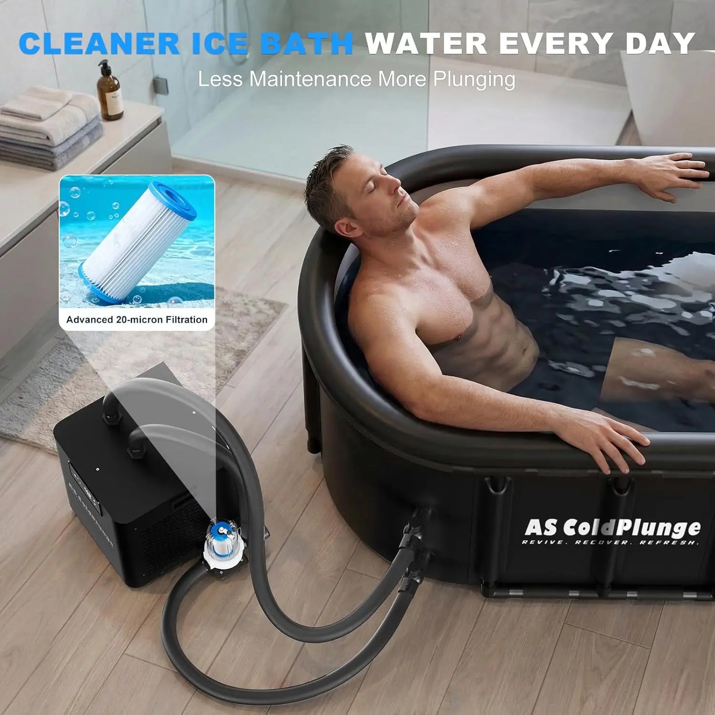 Ice Bath Water Chiller for Cold Plunge Tubs 1 3 HP Upgraded Cold Plunge Chiller with External Filter Water Pump Ideal for Cold
