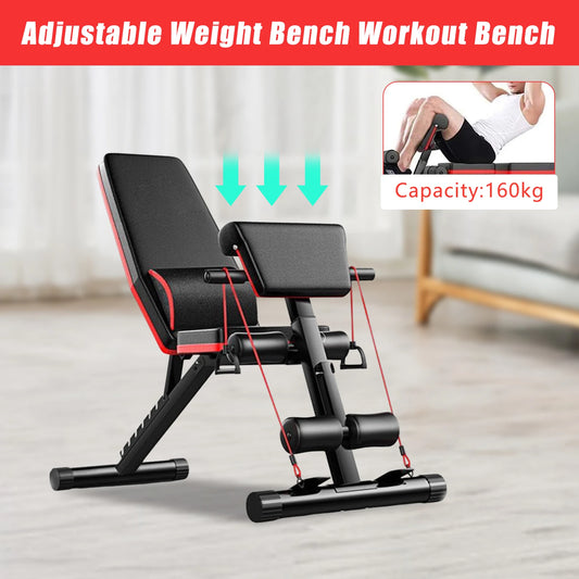 Multifunctional Foldable Weight Bench, Height Adjustable Strength Training Workout Bench, 160KG Max Weight Capacity, Full Body Gym Equipment for Home, Apartment & Small Fitness Studio