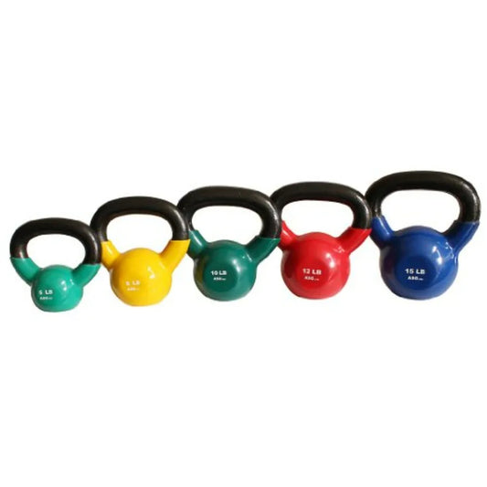 Vinyl Kettlebell Set- 5, 8, 10, 12, 15 Lbs Great Gift.