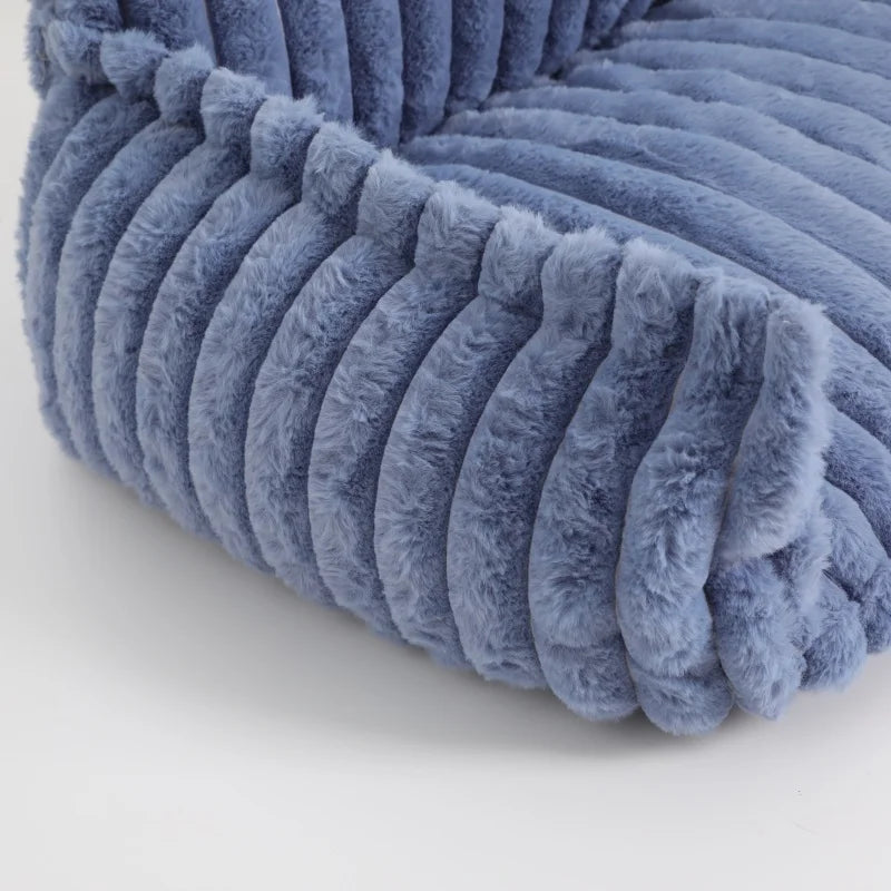 Soft Rabbit Plush Pet Sofa Bed Anti Slip Bottom Zipper Removable Cover Comfortable Pet Sleeping Couch With Pillow Fashion Striped Design Indoor Bedroom Living Room Pet Rest Furniture