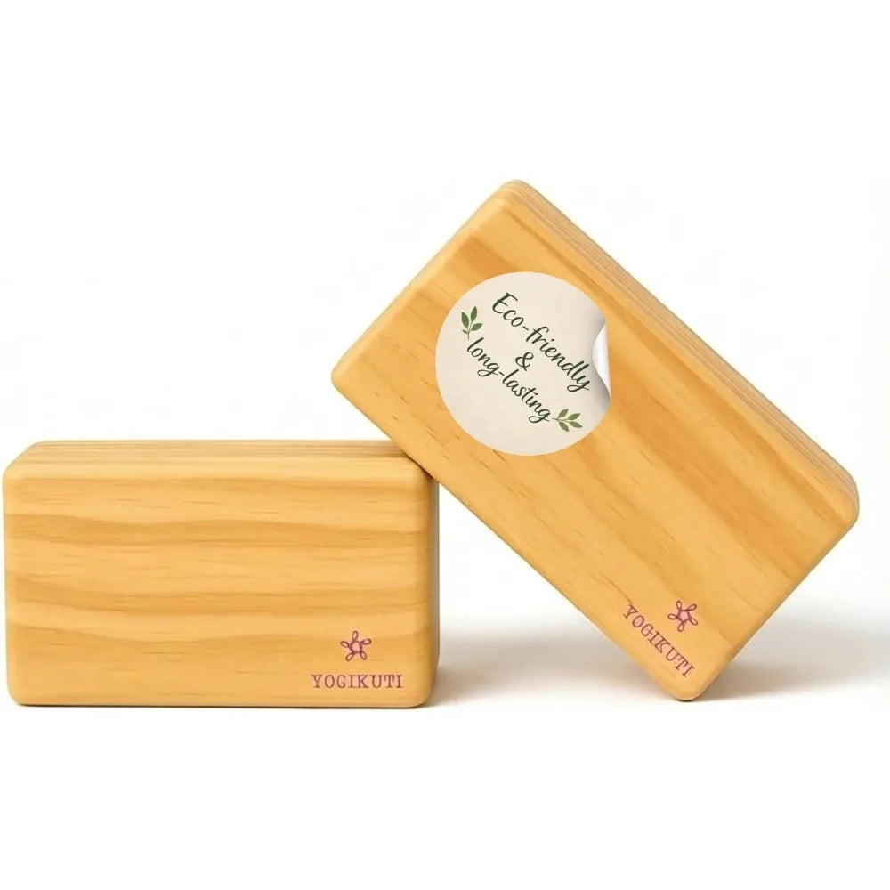 Original Wooden Yoga Blocks Set of 2 – Solid Hardwood Props Inspired by Traditional Yoga