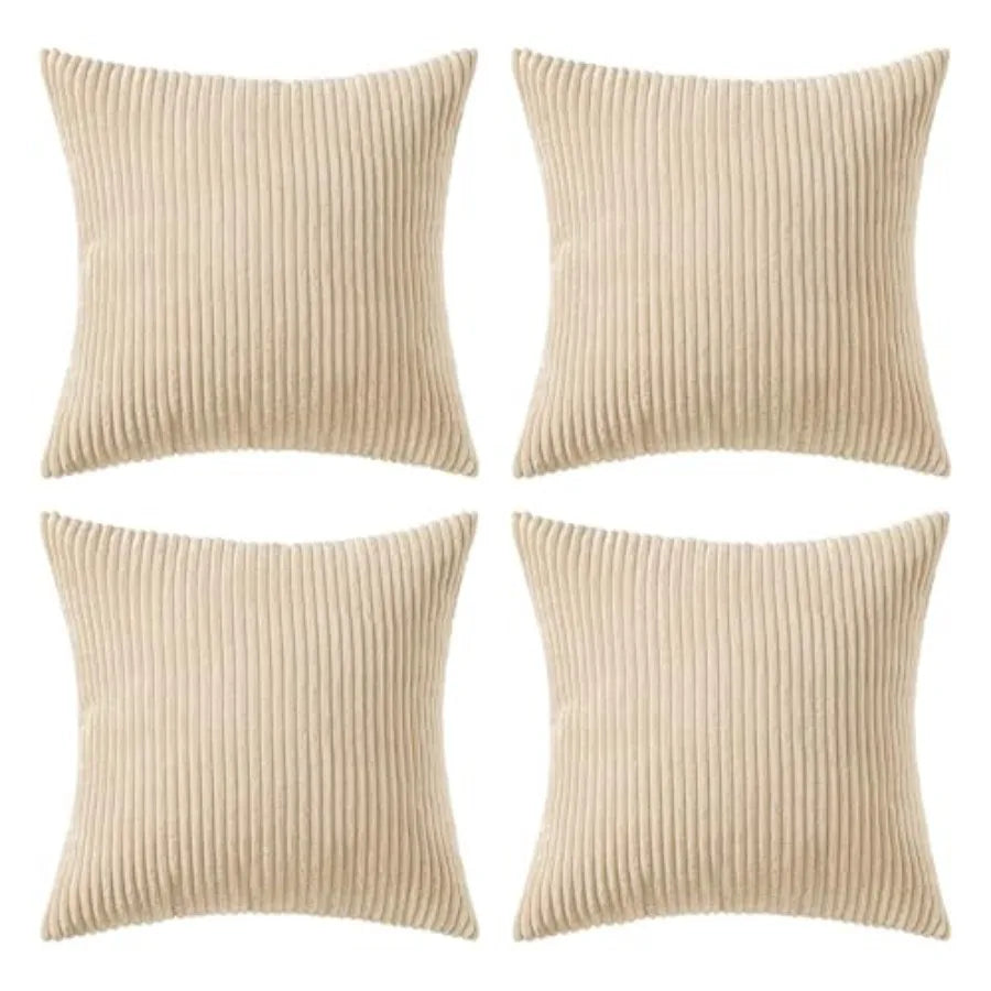 Boho Farmhouse Throw Pillow Covers 18x18 Inch Set of 4 Mordern Nordic Cushion Covers Soft Corduroy Spring Home Decor for Couch