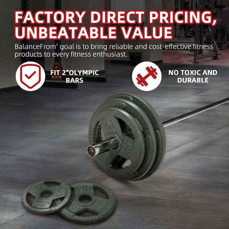 1" Solid Cast Iron Weight Plate Pair, Solid Cast Iron, 2.5-45 lb Full Specification, Dedicated to Standard Barbell Plates