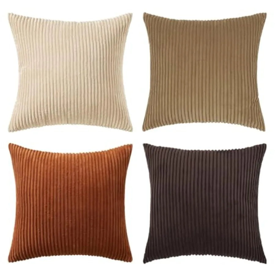 Boho Farmhouse Throw Pillow Covers 18x18 Inch Set of 4 Mordern Nordic Cushion Covers Soft Corduroy Spring Home Decor for Couch