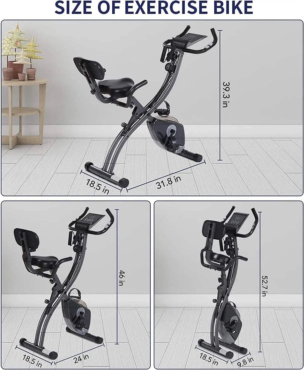Exercise Bike Folding Magnetic Upright Stationary Bike with Pulse Sensor LCD Monitor Indoor Cycling Bike Stationary Bike