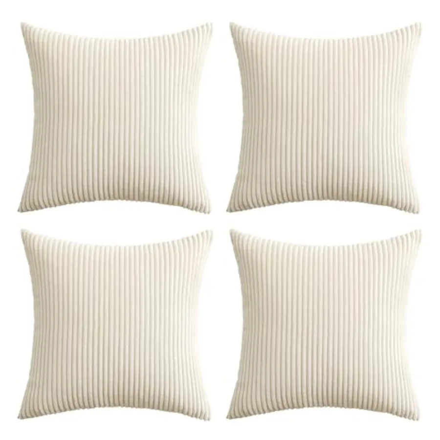 Boho Farmhouse Throw Pillow Covers 18x18 Inch Set of 4 Mordern Nordic Cushion Covers Soft Corduroy Spring Home Decor for Couch