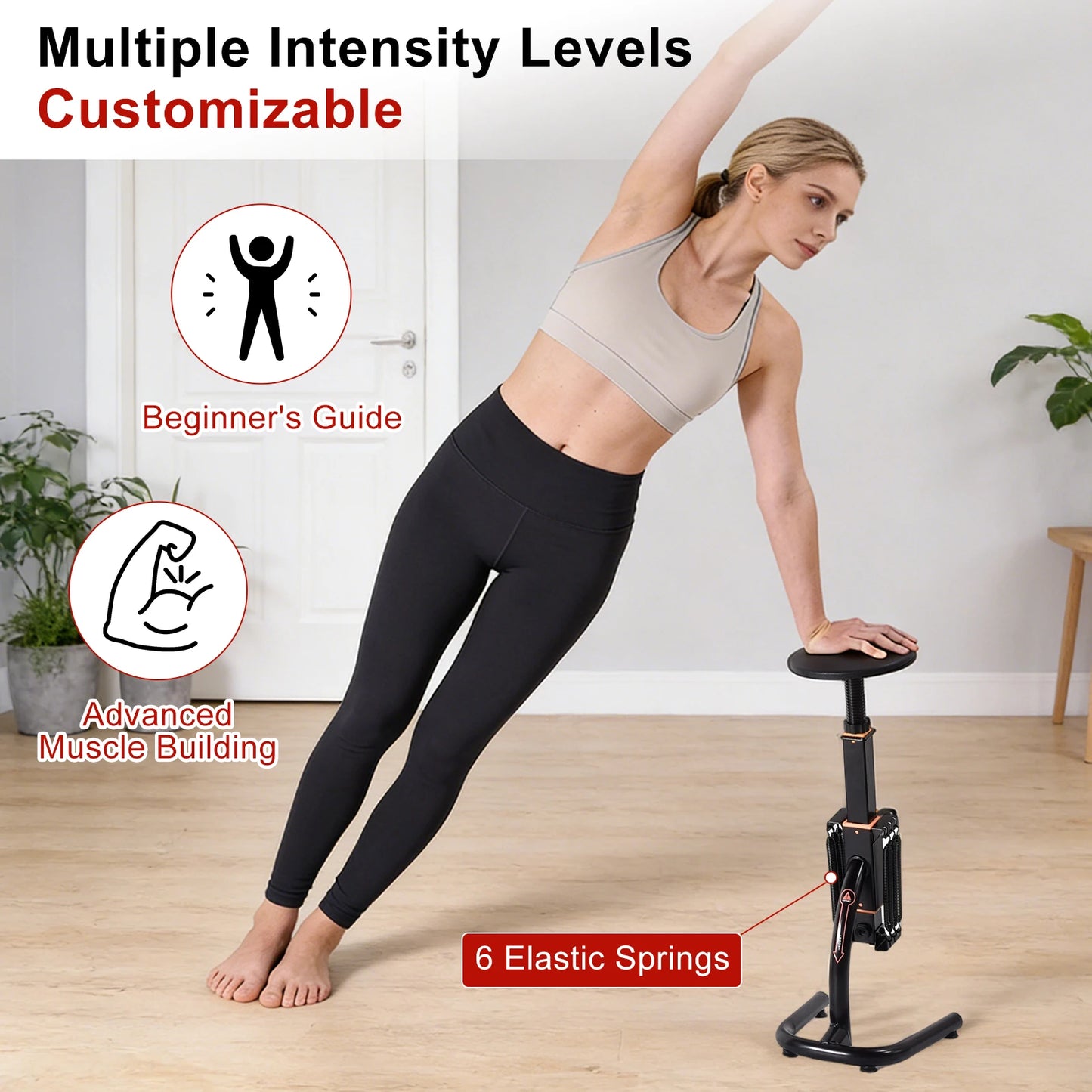 Height Adjustable Assisted Squat Machine,Resistance Glute Trainer – Foldable Leg & Core Strengthener for Home Gym, Supports