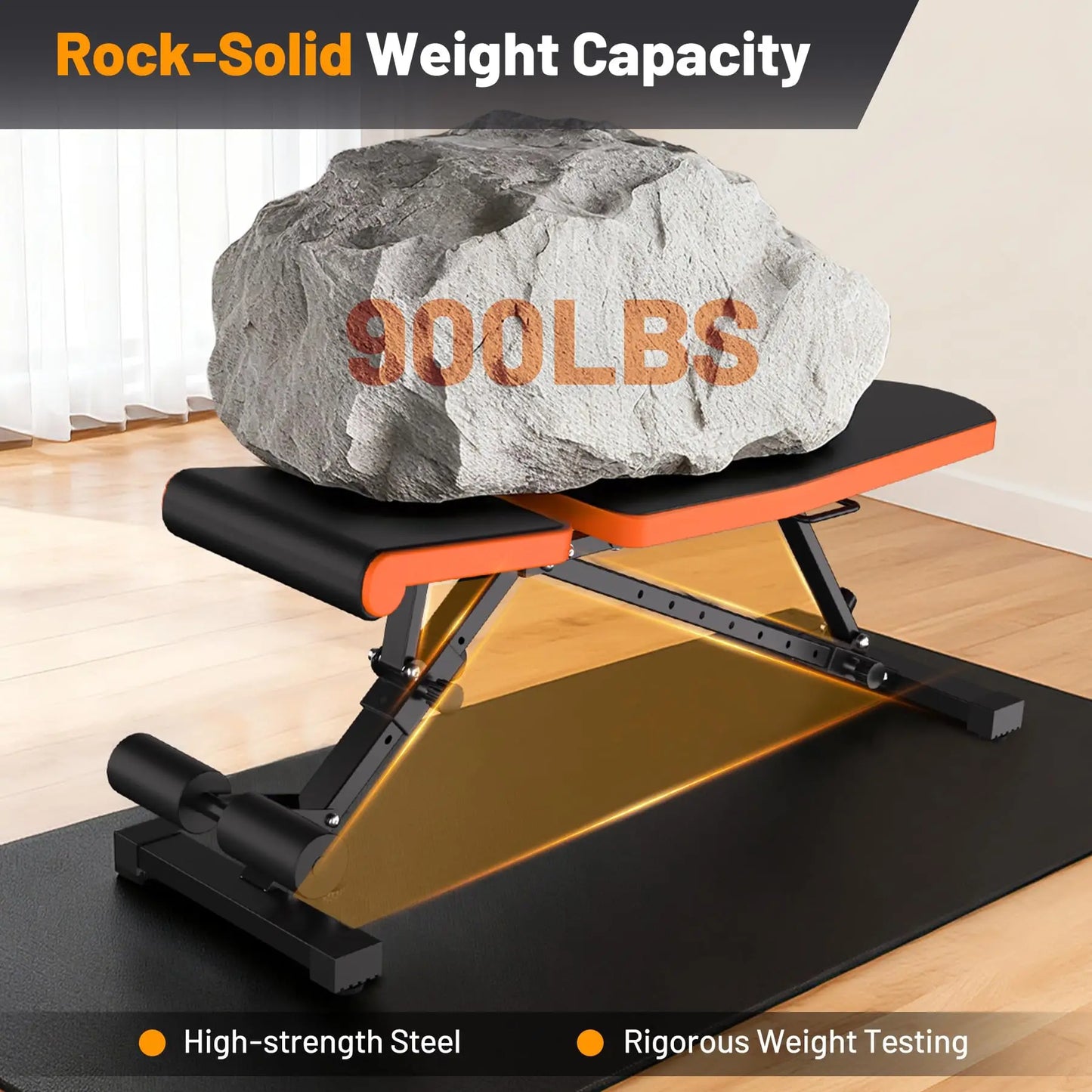 Heavy Duty 1000LB Adjustable FID Weight Bench, 8 Backrest 3 Seat Positions, Collapsible Space Saving Home Gym Bench with Enhanced Stability