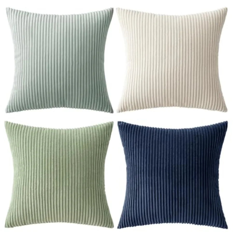 Boho Farmhouse Throw Pillow Covers 18x18 Inch Set of 4 Mordern Nordic Cushion Covers Soft Corduroy Spring Home Decor for Couch