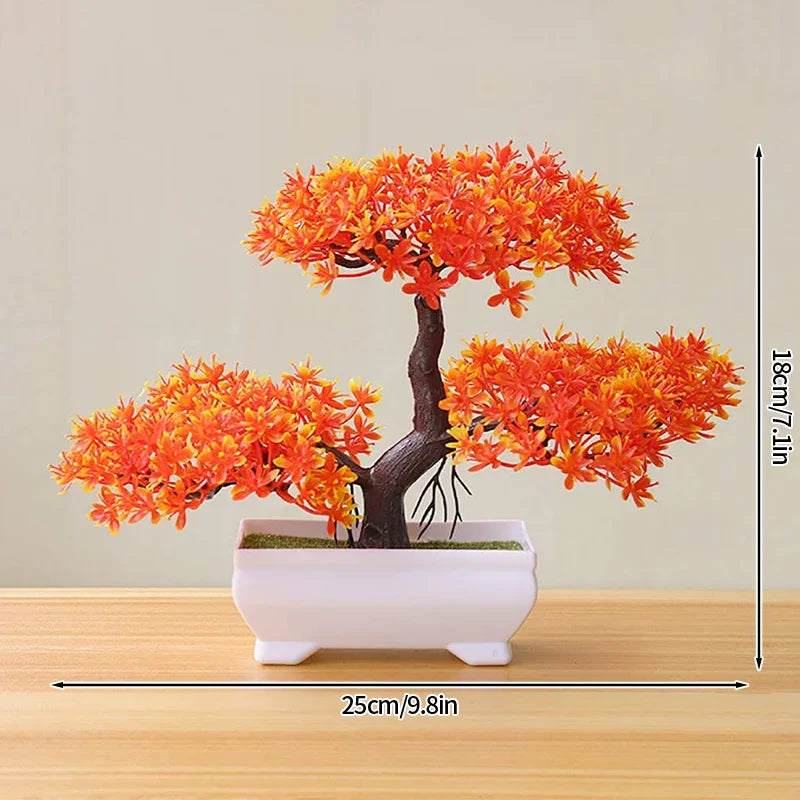 Artificial Potted Flowers Plants Bonsai Fake Plant Flower Potted Ornaments for Garden Small Simulated Tree Home Decor Supplies