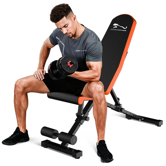 Heavy Duty 1000LB Adjustable FID Weight Bench, 8 Backrest 3 Seat Positions, Collapsible Space Saving Home Gym Bench with Enhanced Stability